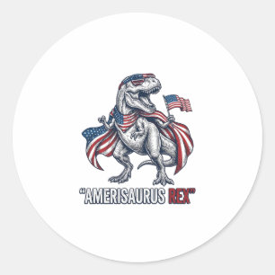 Patriotisches T-Rex Amerisaurus Rex Weißes Shirt D Runder Aufkleber
