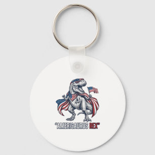 Patriotisches T-Rex Amerisaurus Rex Weißes Shirt D Schlüsselanhänger