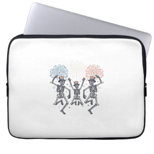Patriotisches Tanz-Skelett-Feuerwerk Vintage-Shirt Laptopschutzhülle
