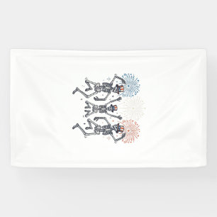 Patriotisches tanzendes Skelett-Feuerwerk Vintage- Banner