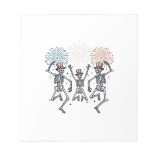 Patriotisches tanzendes Skelett-Feuerwerk Vintage- Notizblock