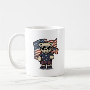 Patriotisches Teddybär-Vintage-Gravur-Shirt-Design Kaffeetasse