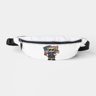 Patriotisches Teddybär-Vintage-Stickerei-Shirt-Des Bauchtasche