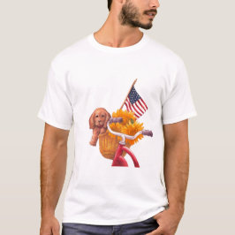 Patriotisches Thema mit Welpe, Flagge und Sonnenbl T-Shirt