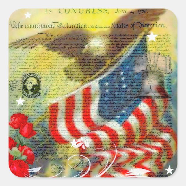 Patriotisches Thema Quadratischer Aufkleber (Vorderseite)