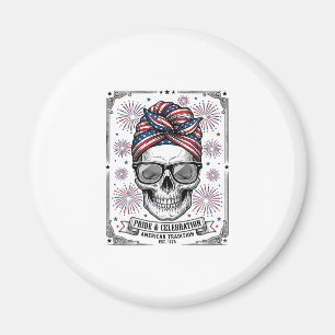 Patriotisches Totenkopf-Feuerwerk Vintage-Stickere Magnet