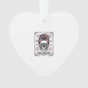 Patriotisches Totenkopf-Feuerwerk Vintage-Stickere Ornament