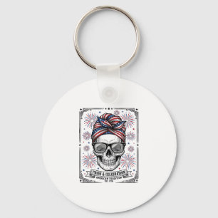 Patriotisches Totenkopf-Feuerwerk Vintage-Stickere Schlüsselanhänger