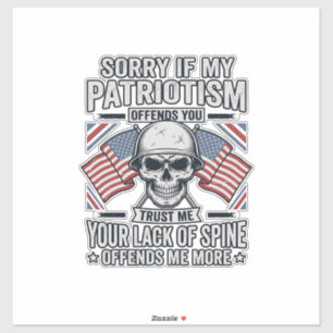 Patriotisches Totenkopf-Vintage-Stich-Zitat-Vektor Aufkleber