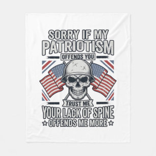 Patriotisches Totenkopf-Vintage-Stich-Zitat-Vektor Fleecedecke