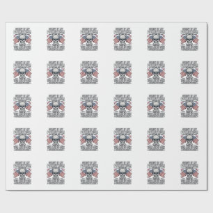 Patriotisches Totenkopf-Vintage-Stich-Zitat-Vektor Geschenkpapier