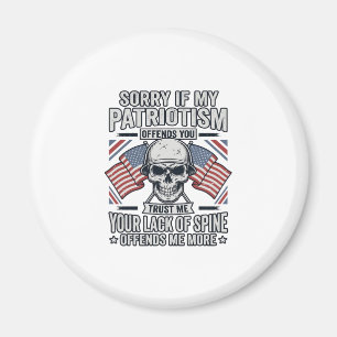Patriotisches Totenkopf-Vintage-Stich-Zitat-Vektor Magnet
