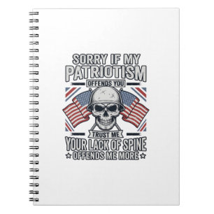 Patriotisches Totenkopf-Vintage-Stich-Zitat-Vektor Notizblock