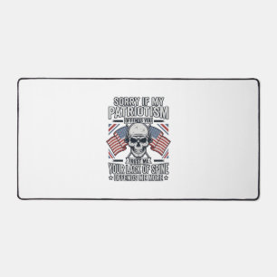 Patriotisches Totenkopf-Vintage-Stich-Zitat-Vektor Schreibtischunterlage
