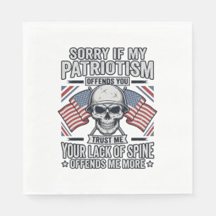 Patriotisches Totenkopf-Vintage-Stich-Zitat-Vektor Serviette