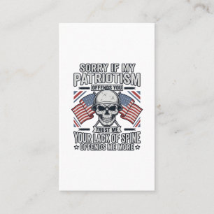 Patriotisches Totenkopf-Vintage-Stich-Zitat-Vektor Visitenkarte