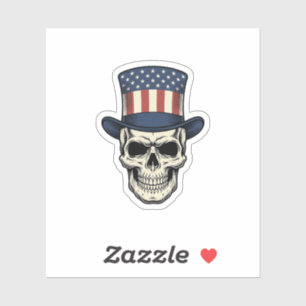 Patriotisches Totenkopf-Vintage-Stickerei-Shirt-De Aufkleber
