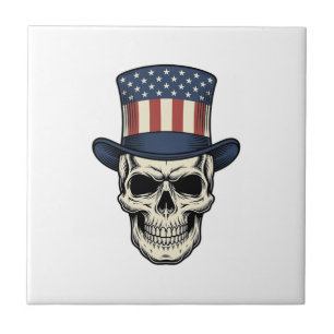 Patriotisches Totenkopf-Vintage-Stickerei-Shirt-De Fliese