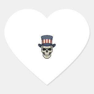 Patriotisches Totenkopf-Vintage-Stickerei-Shirt-De Herz-Aufkleber