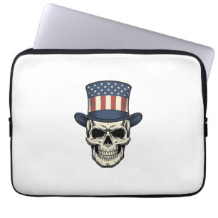 Patriotisches Totenkopf-Vintage-Stickerei-Shirt-De Laptopschutzhülle