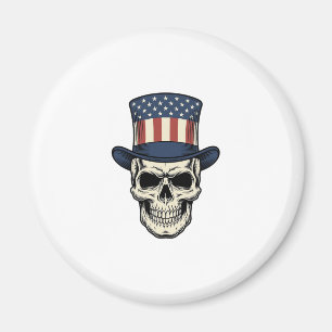 Patriotisches Totenkopf-Vintage-Stickerei-Shirt-De Magnet