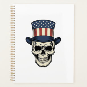 Patriotisches Totenkopf-Vintage-Stickerei-Shirt-De Planer