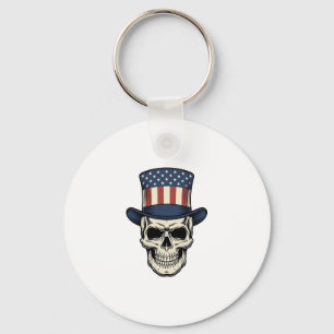 Patriotisches Totenkopf-Vintage-Stickerei-Shirt-De Schlüsselanhänger