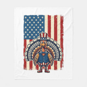 Patriotisches Truthahn-Flagge Vintage-Gravur-Shirt Fleecedecke