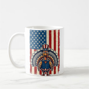 Patriotisches Truthahn-Flagge Vintage-Gravur-Shirt Kaffeetasse