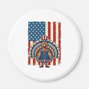 Patriotisches Truthahn-Flagge Vintage-Gravur-Shirt Magnet