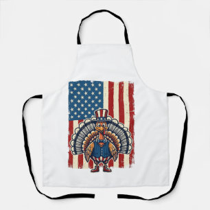 Patriotisches Truthahn-Flagge Vintage-Gravur-Shirt Schürze