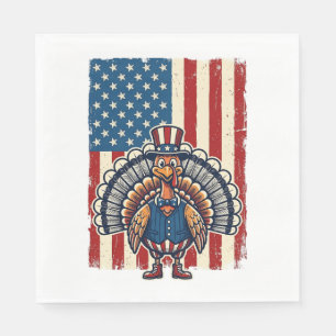 Patriotisches Truthahn-Flagge Vintage-Gravur-Shirt Serviette