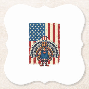 Patriotisches Truthahn-Flagge Vintage-Gravur-Shirt Untersetzer