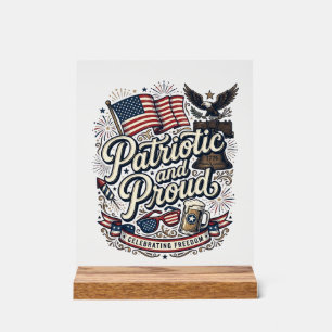 Patriotisches und stolzes Vintage-Viertes-Juli-Shi Acrylschild