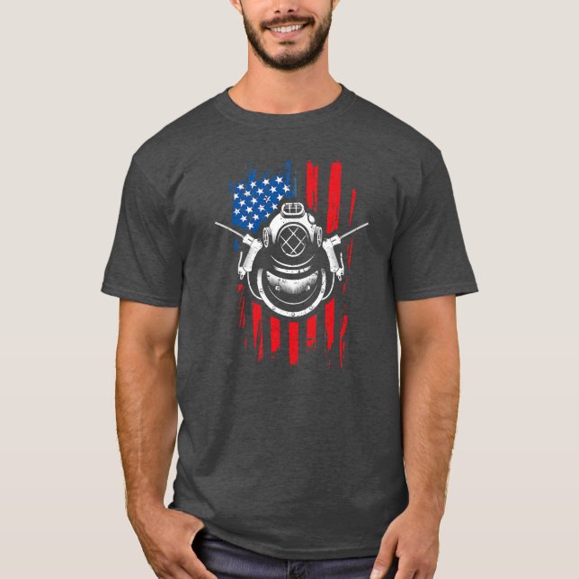 Patriotisches Unterwasser Schweißen amerikanische  T-Shirt (Vorderseite)