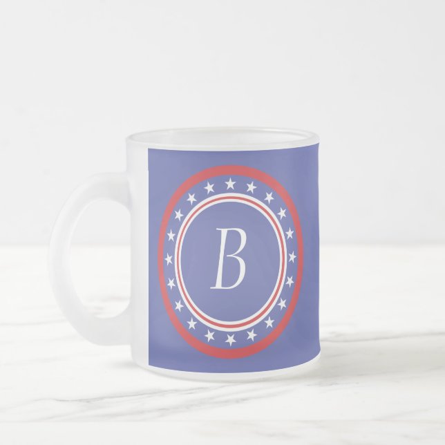 Patriotisches US Flagge - mit Monogramm Mattglastasse (Links)