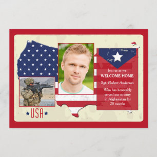 Patriotisches US Flagge USA-Foto lädt ein Einladung