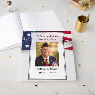 Patriotisches US-Flaggen-Foto für Trauerfeiern Gästebuch