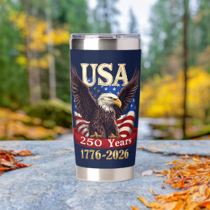 Patriotisches USA 250. 1776-2026 Amerikanische Fla Thermobecher