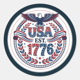 Patriotisches USA-Adler-Emblem  Runder Aufkleber