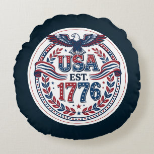 Patriotisches USA-Adler-Emblem Rundes Kissen