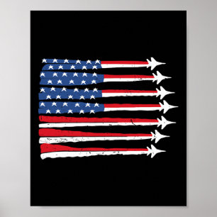 Patriotisches USA-Flagge-Kampfjet 4. Juli Junge Ro Poster