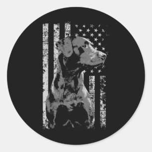 Patriotisches USA-Flagge Schwarz Labrador Geschenk Runder Aufkleber