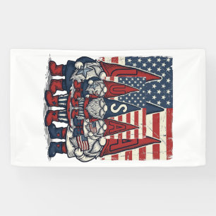Patriotisches USA-Gnom-Trio Vintage-Vektordesign_1 Banner