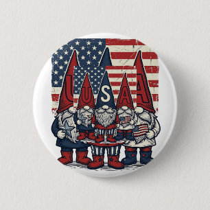 Patriotisches USA-Gnom-Trio Vintage-Vektordesign_1 Button