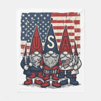 Patriotisches USA-Gnom-Trio Vintage-Vektordesign_1 Fleecedecke