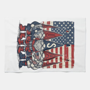 Patriotisches USA-Gnom-Trio Vintage-Vektordesign_1 Geschirrtuch