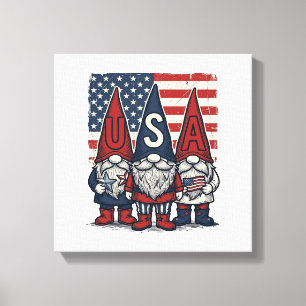 Patriotisches USA-Gnom-Trio Vintage-Vektordesign_1 Leinwanddruck