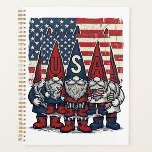 Patriotisches USA-Gnom-Trio Vintage-Vektordesign_1 Planer