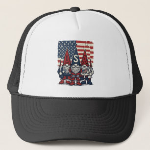 Patriotisches USA-Gnom-Trio Vintage-Vektordesign_1 Truckerkappe